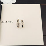 18K CC Diamond Cirle Leather Earrings