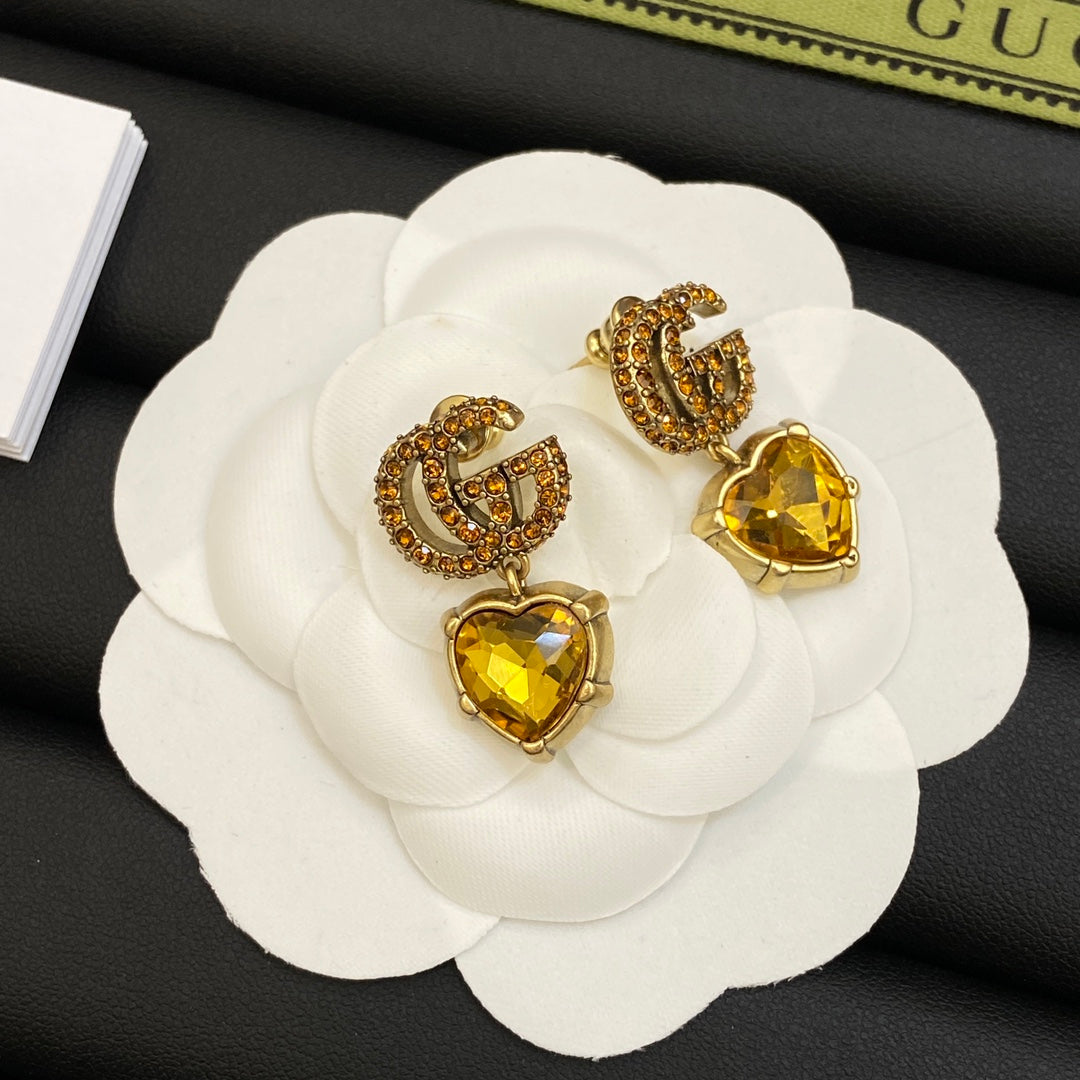 18K GG Yellow Crystal Earrings