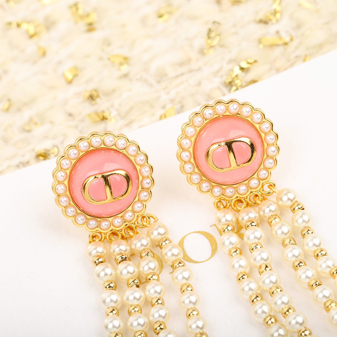 18K Petit CD Tassel Earrings