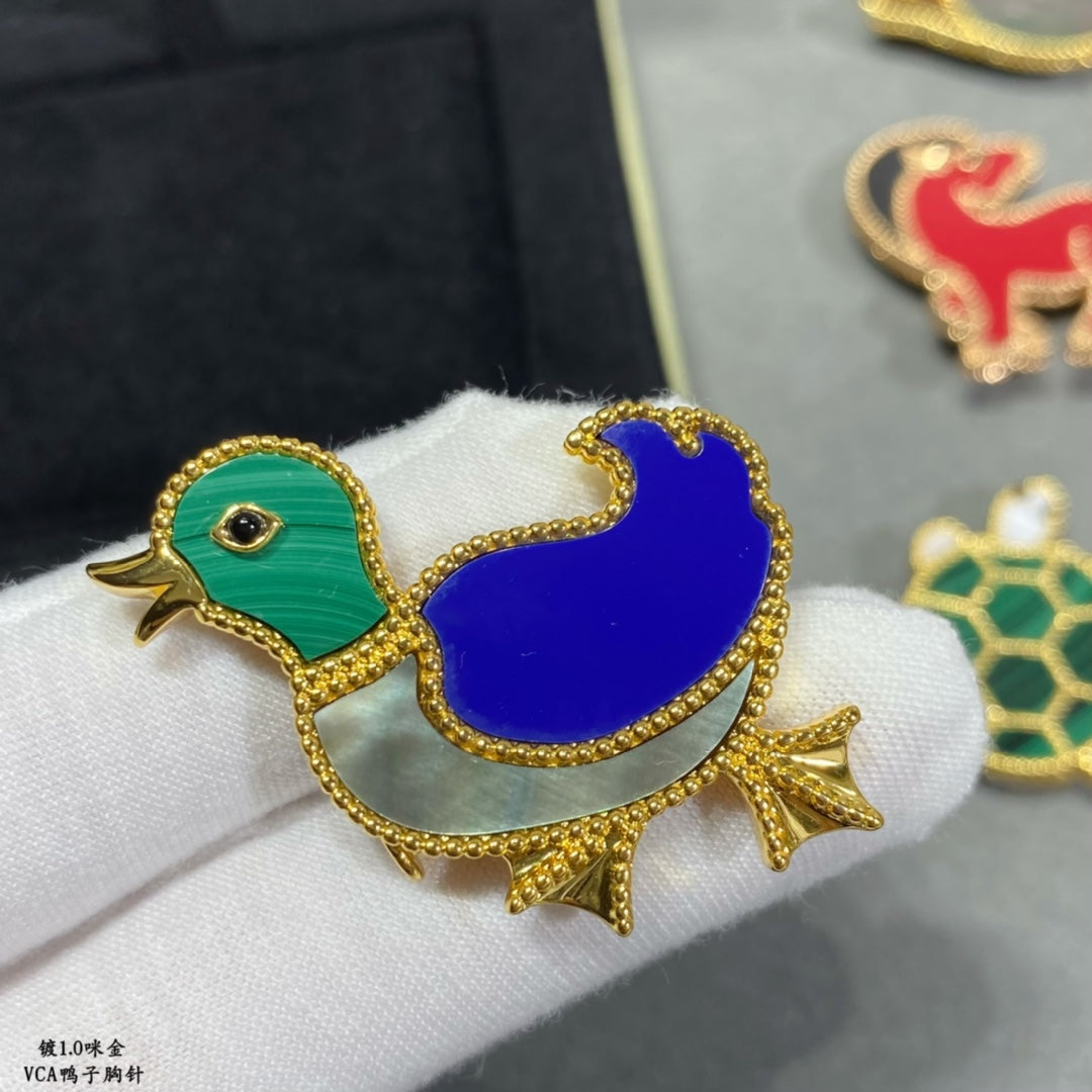 18K Lucky Animals Duck Clip Brooch