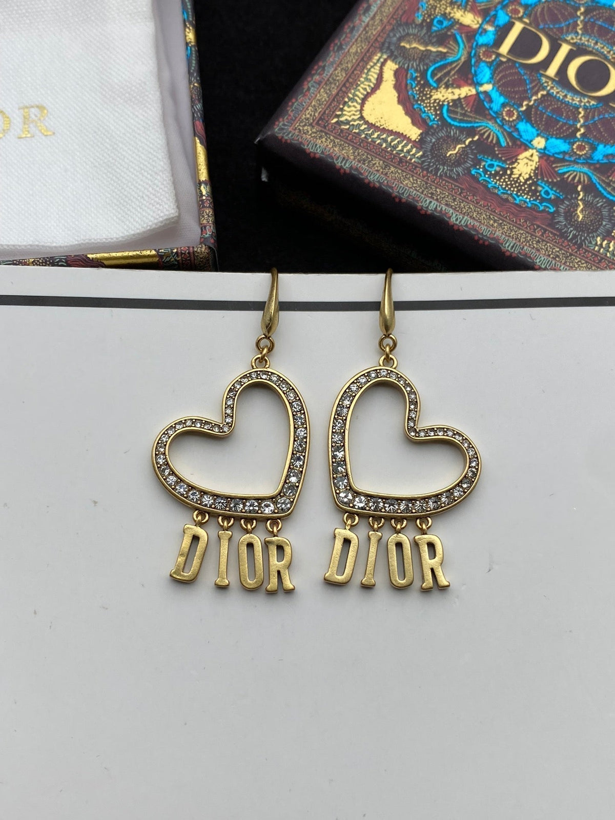 18K CD Heart Crystal Earrings