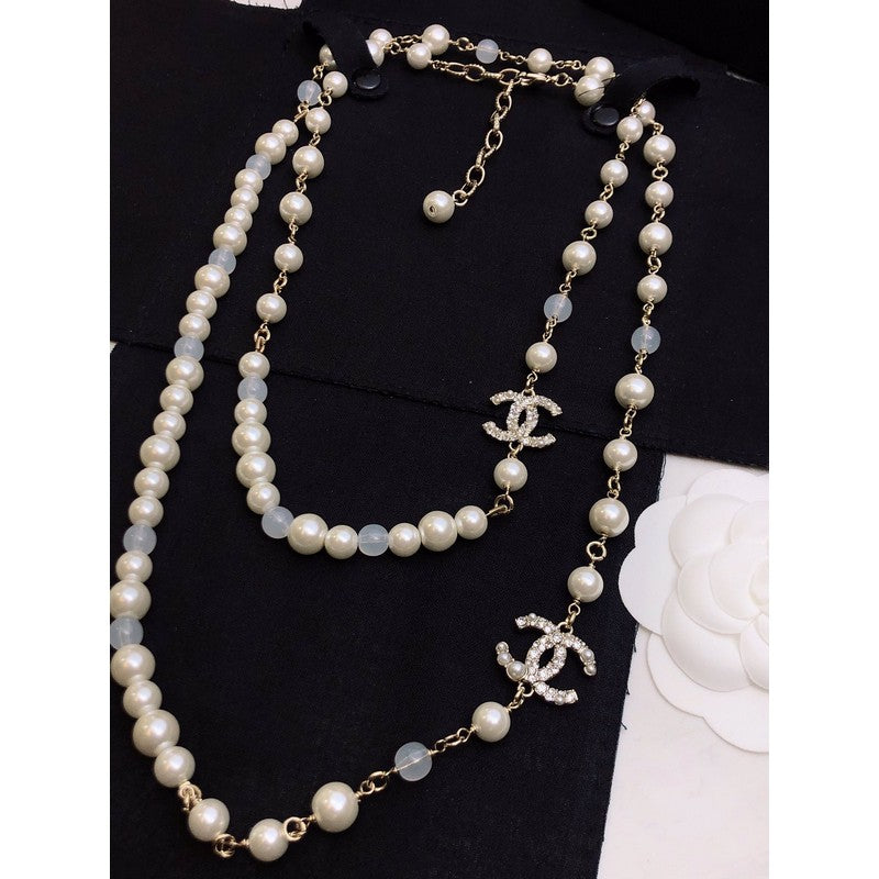 18K CC Long Pearl Necklace