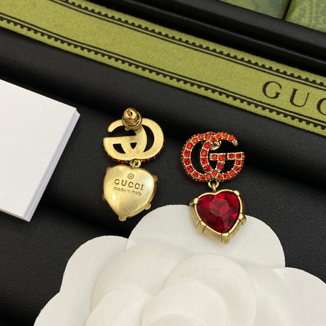 18K GG Red Crystal Earrings