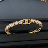 18K CC Crystal Open Cuff Bracelet