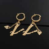18K Heart Long Earrings