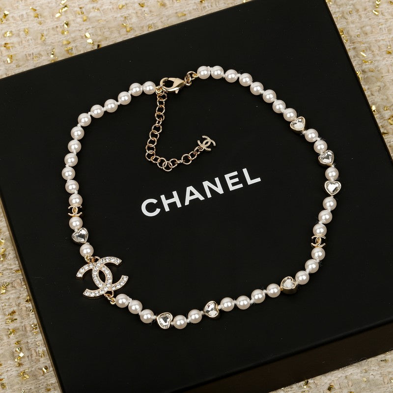 18K CC 25B Pearl Chain Necklace