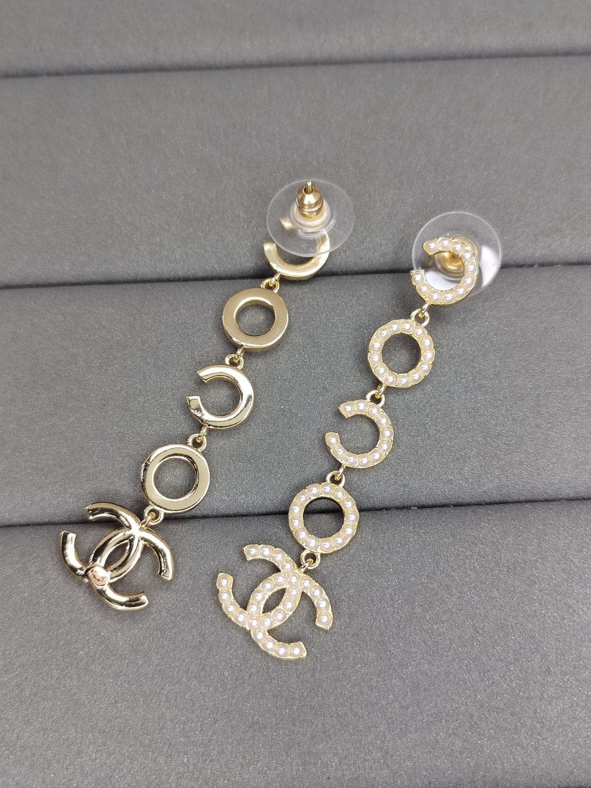 18K CC Pearl Pendant Earrings