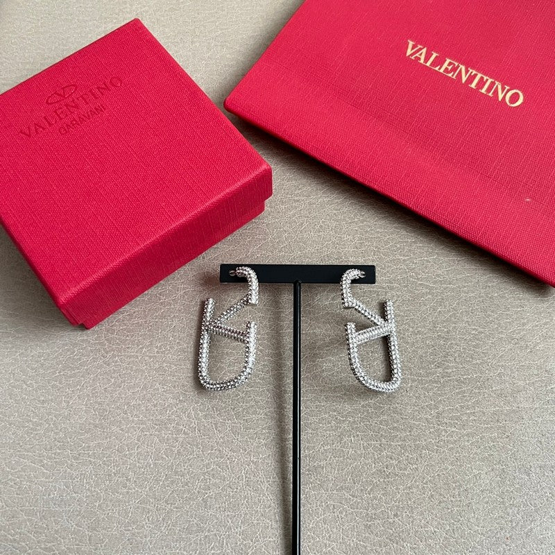 18K Vlogo Diamond Earrings
