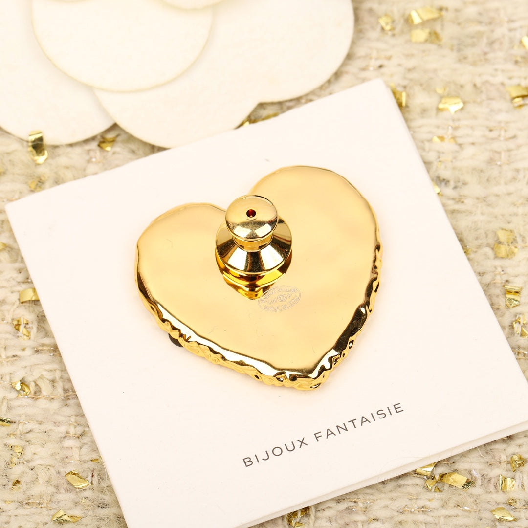 18K CC Black Heart Brooch
