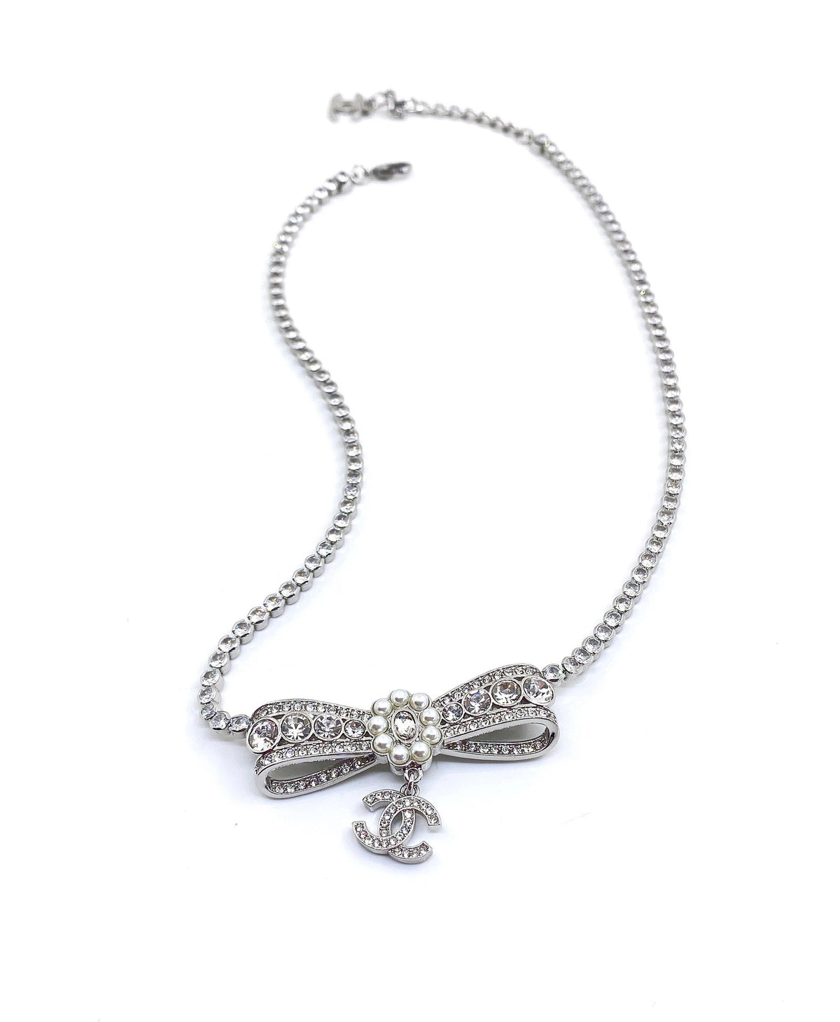 18K CC Diamonds Bow Tie Necklace