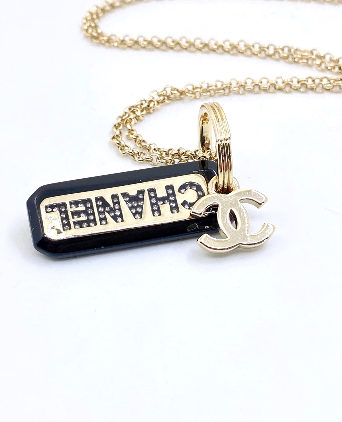 18K CC Black Plate Chain Necklace