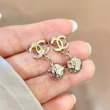 18K CC Diamond Ball Earrings