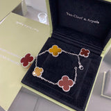 18K Lucky Carnelian and Tigers Eye Alhambra Bracelet