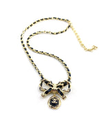18K CC Rhinestone Bow Tie Necklace