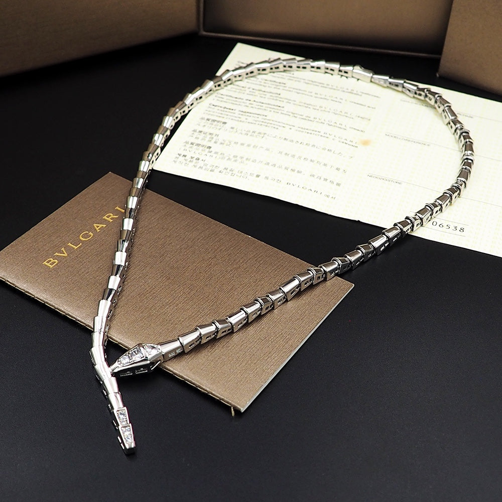 18K BV Serpenti Viper Demi-Pave Diamonds Necklace