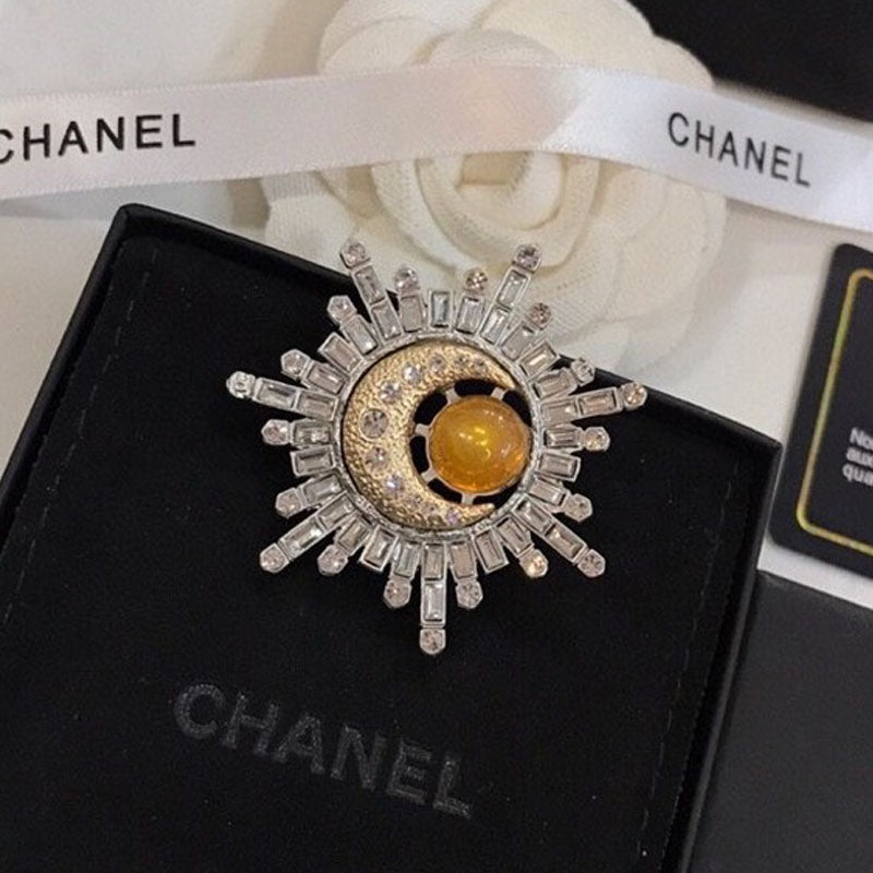 18K CC Crystal Brooch