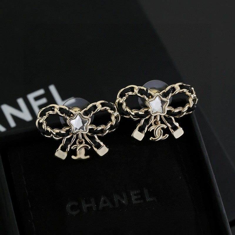 18K CC Butterfly Pendant Earrings