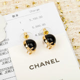 18K CC Black & White Pearl Earrings