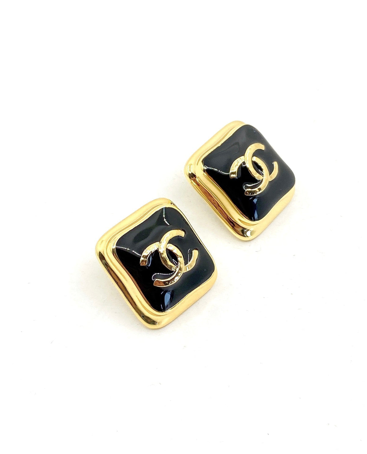 18K Square CC Earrings
