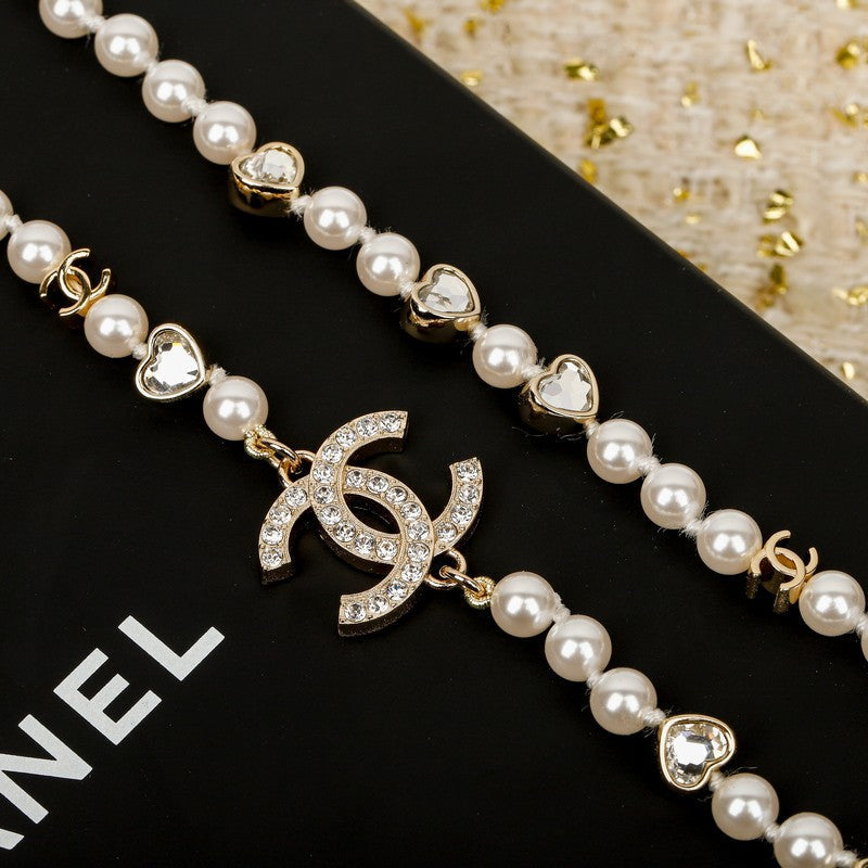 18K CC 25B Pearl Chain Necklace
