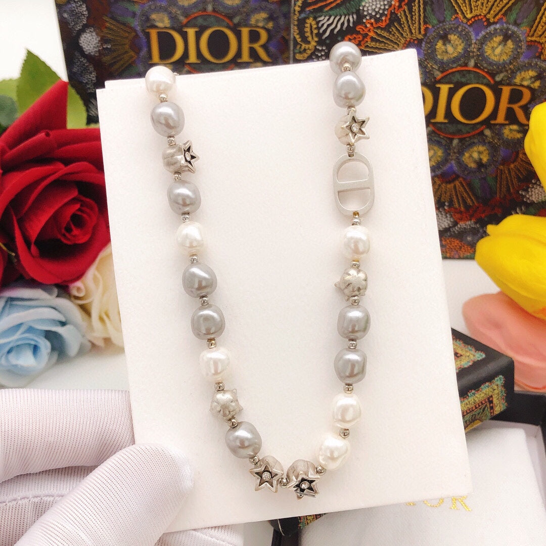 18K CD Pearls And Stars Necklace