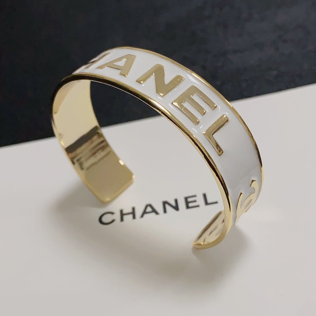18K CC Open Wide Cuff Bracelet