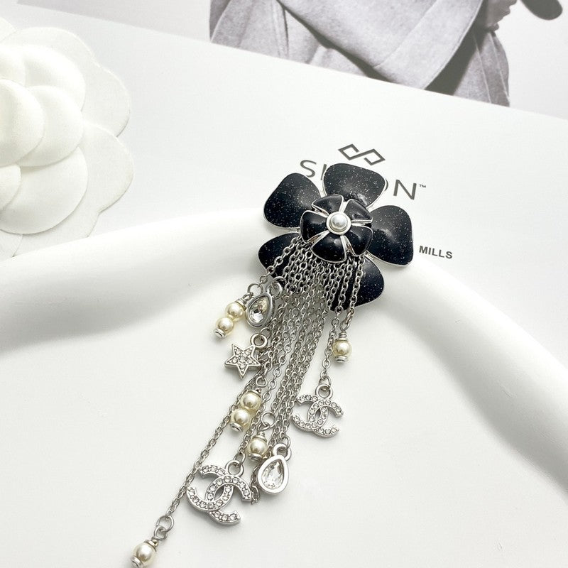 18K CC Camellia Tassel Brooch