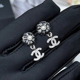 18K CC 26C Diamond Black Camellia Earrings