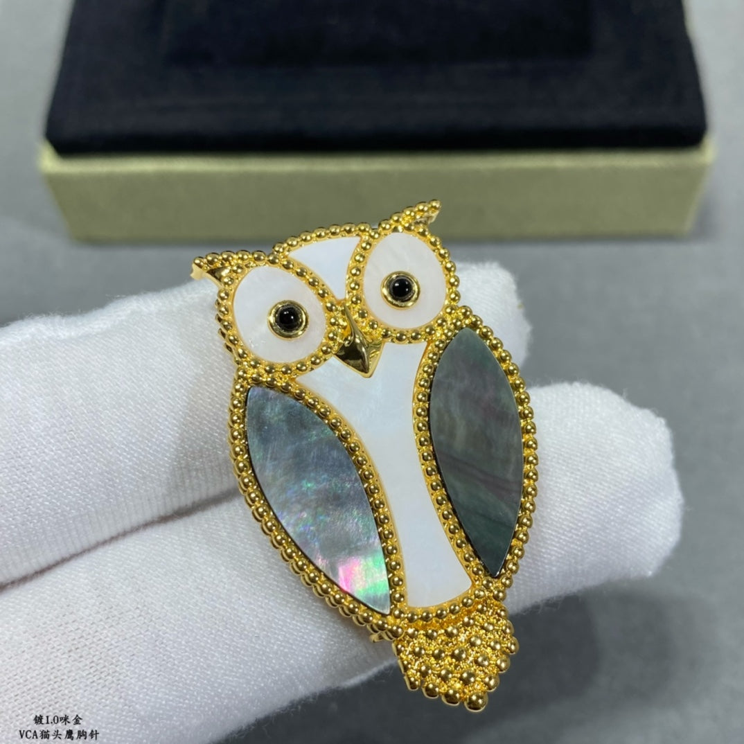 18K Lucky Animals Owl Clip Brooch