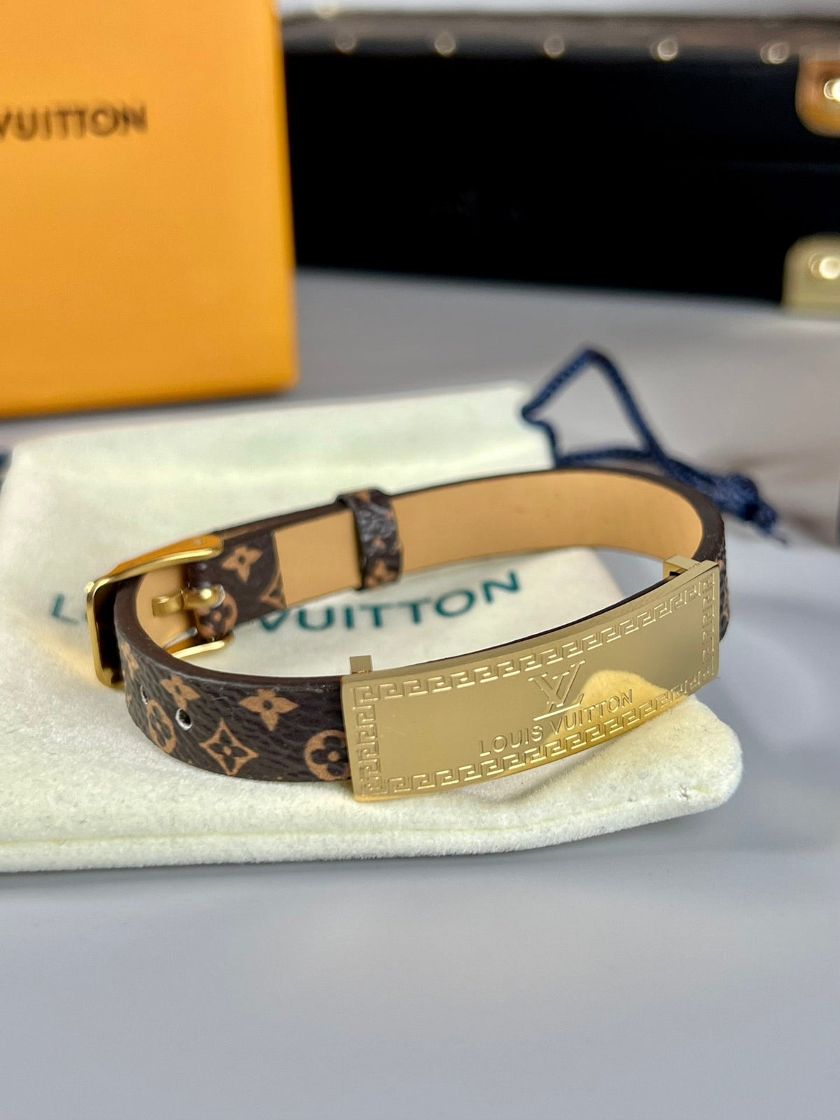 18K Louis Leather Bracelet