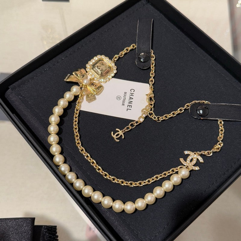 18K CC 25K Butterfly Pearl Necklace