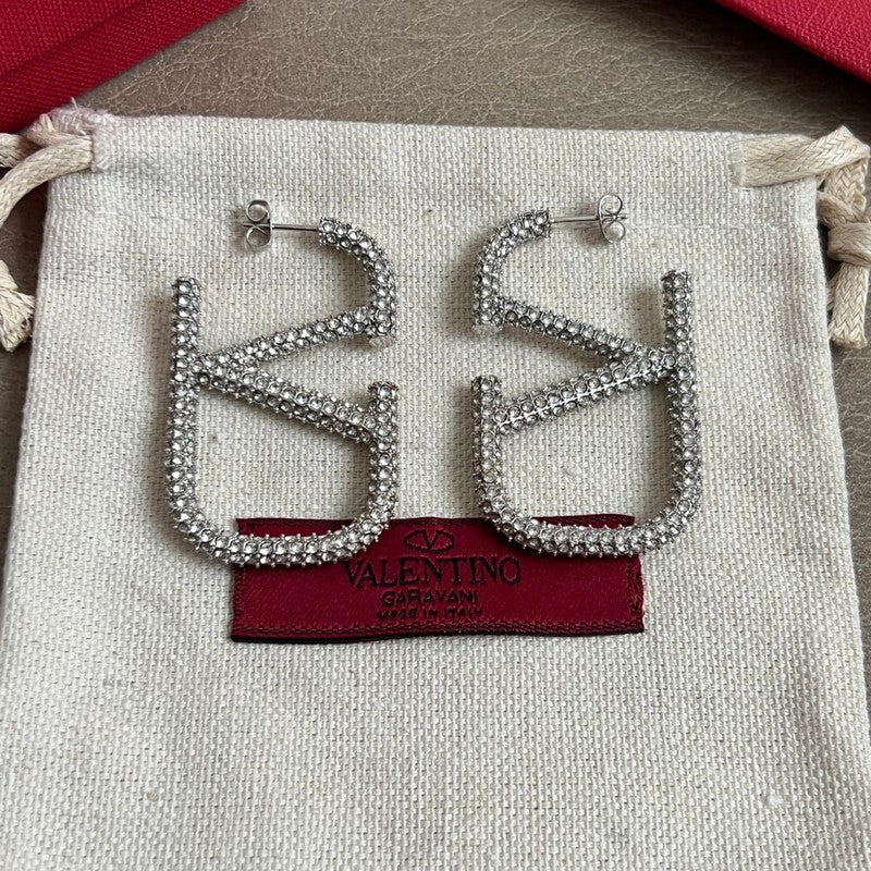 18K Vlogo Diamond Earrings