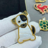 18K Lucky Animals Dog Clip Brooch