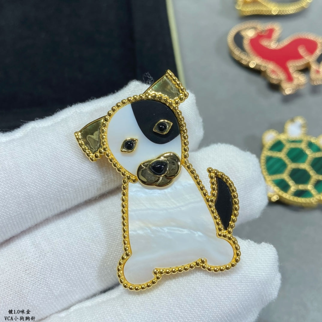 18K Lucky Animals Dog Clip Brooch