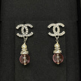 18K CC Pink Crystal Diamond Earrings