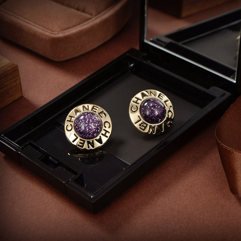 18K CC Purple Gold Earrings