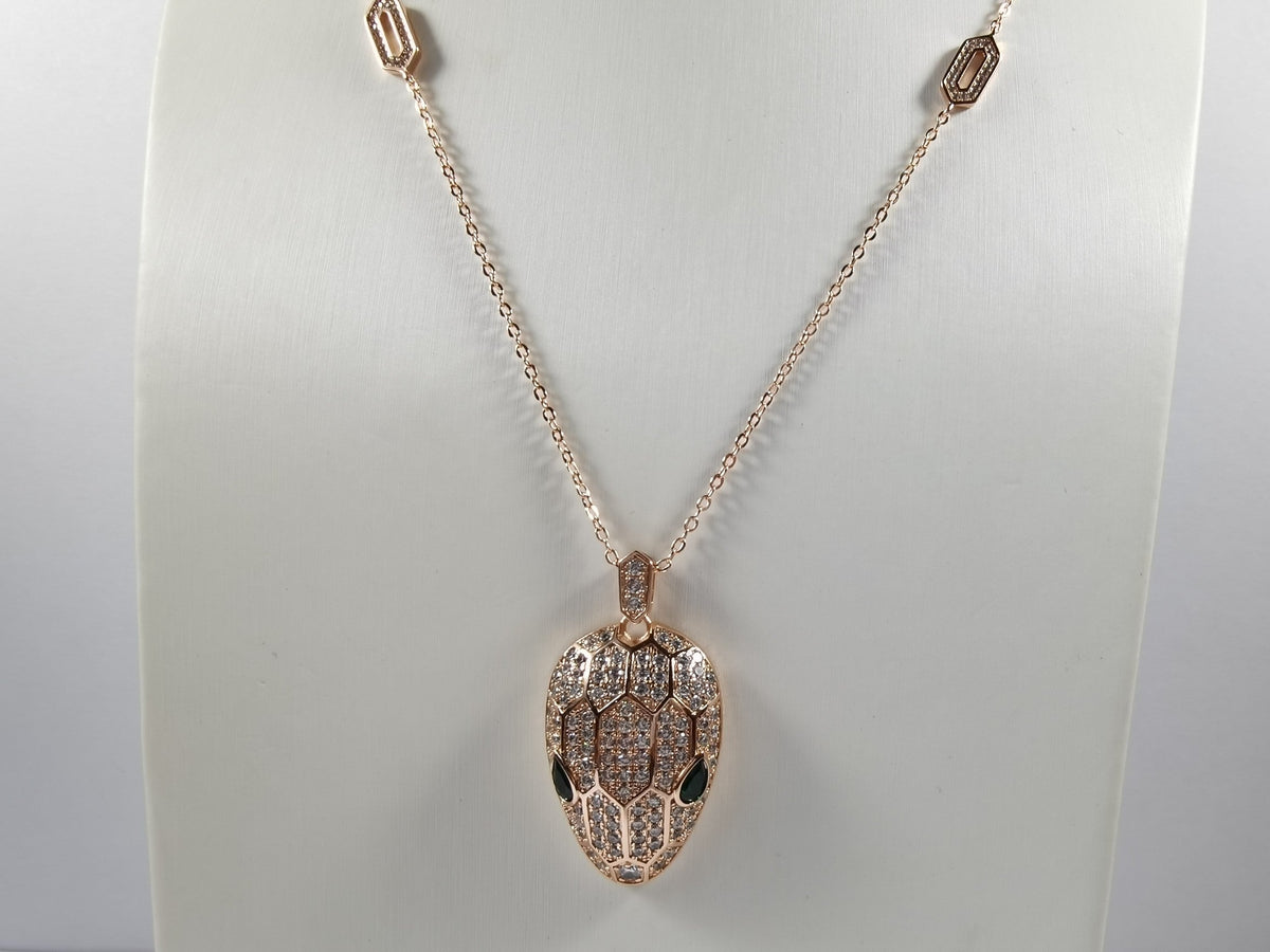 18K BV Serpenti Emerald Necklace