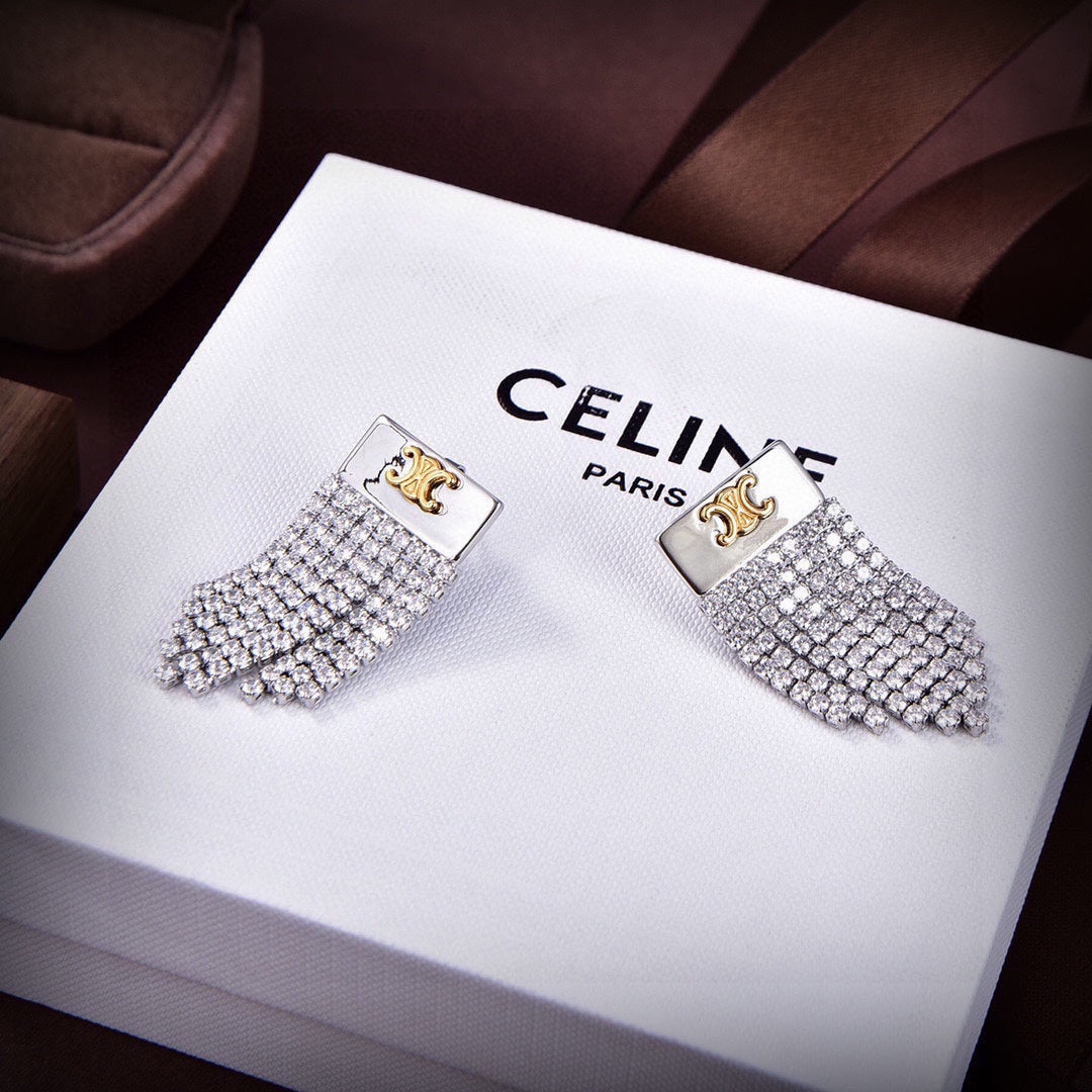 18K Triomphe Diamonds Tassel Earrings