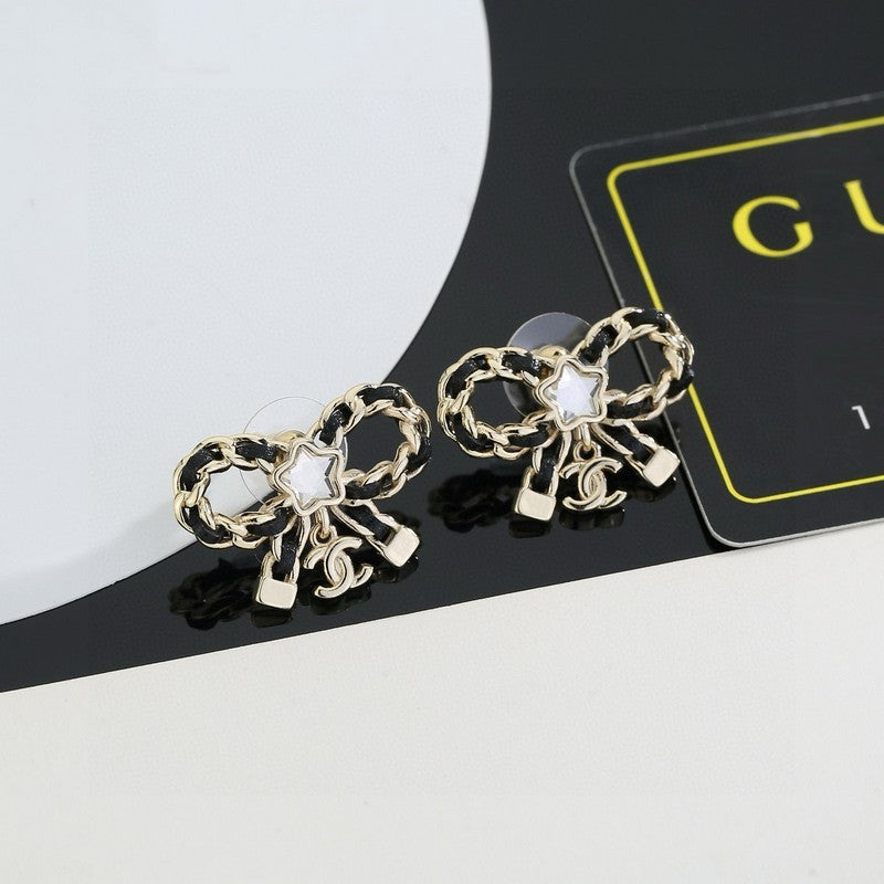 18K CC Butterfly Pendant Earrings