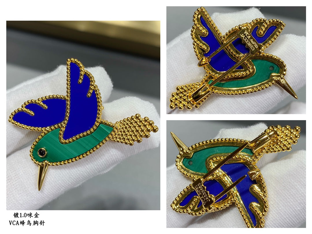 18K Lucky Animals Hummingbird Clip Brooch