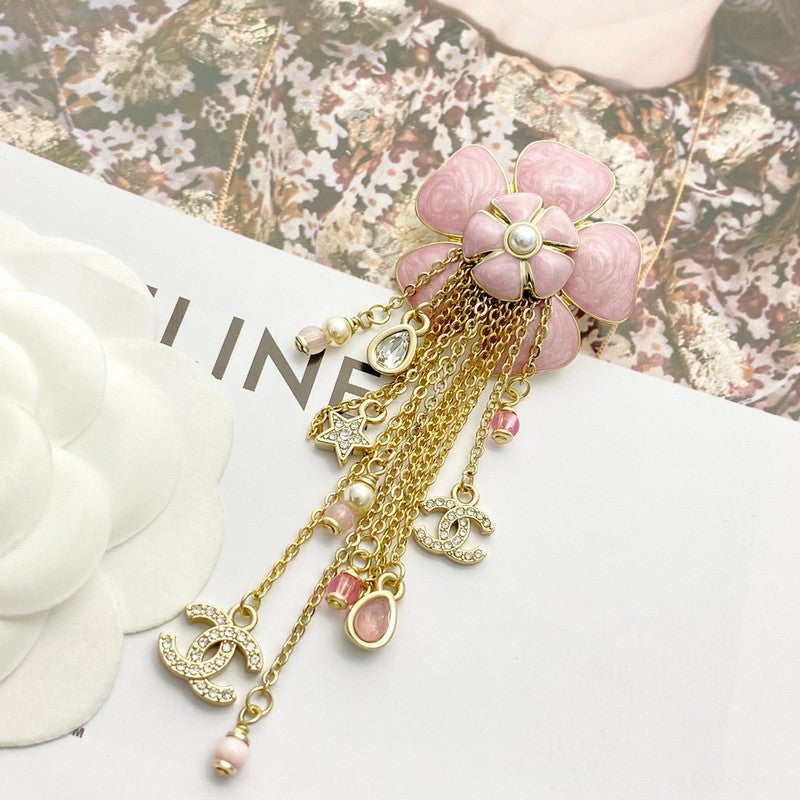 18K CC Camellia Tassel Brooch
