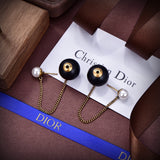 18K CD Tribales Black Resin Pearl Earrings