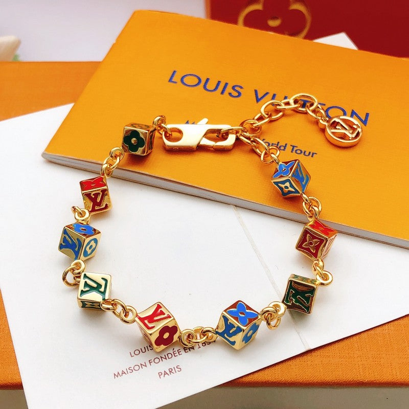 18K Louis Color Dice Gold Bracelet