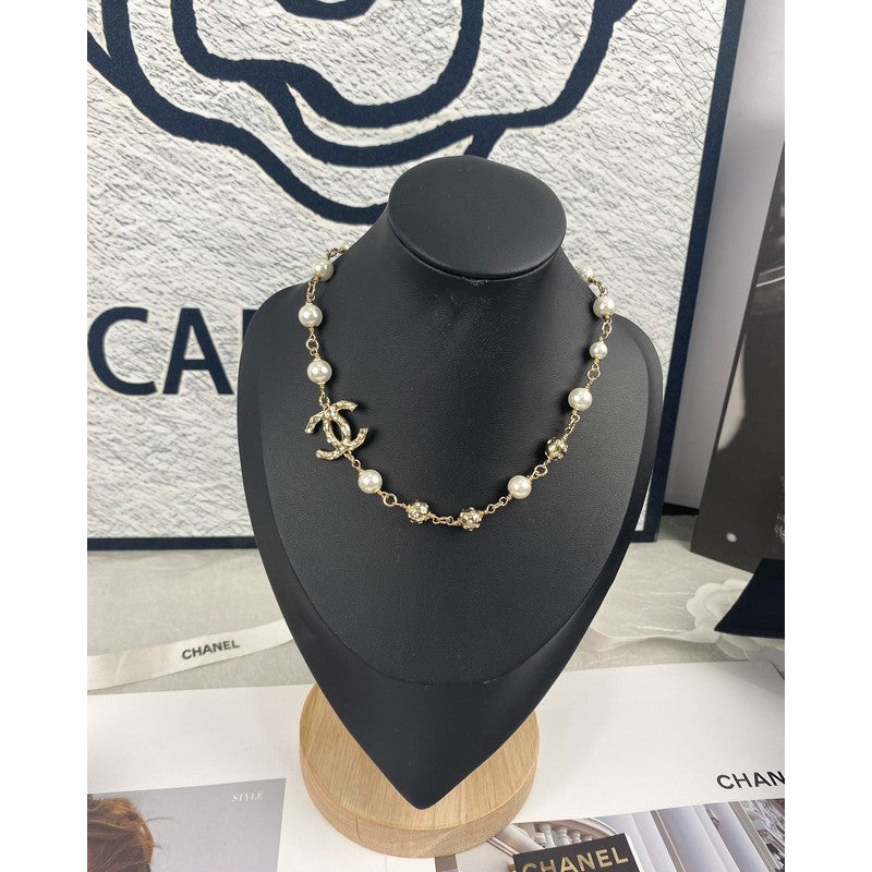 18K CC White Pearls Necklace