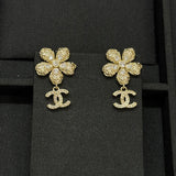18K CC Twist Gold Diamond Earrings