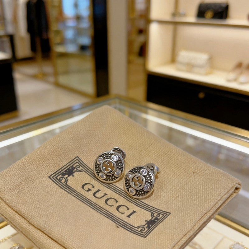 18K GG Gold Diamond Earrings