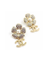 18K CC Flower Full Crystals Earrings