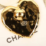 18K CC Black Heart Brooch