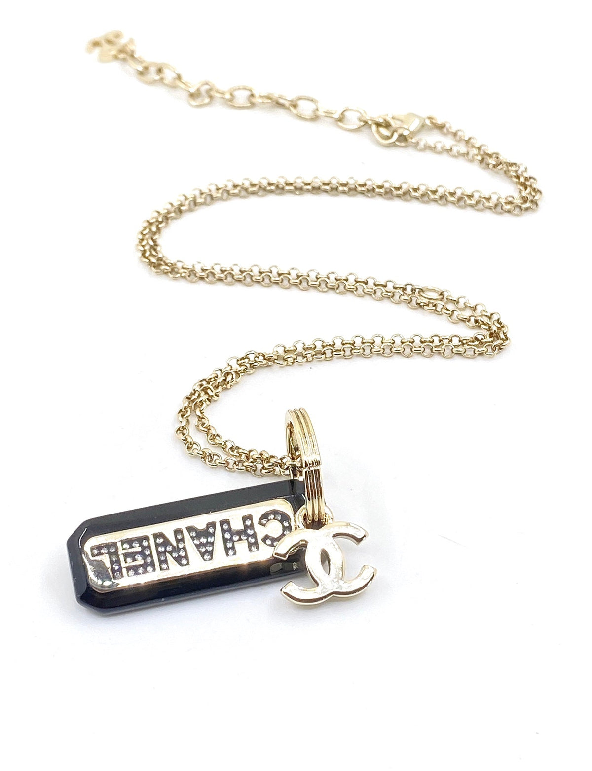 18K CC Black Plate Chain Necklace