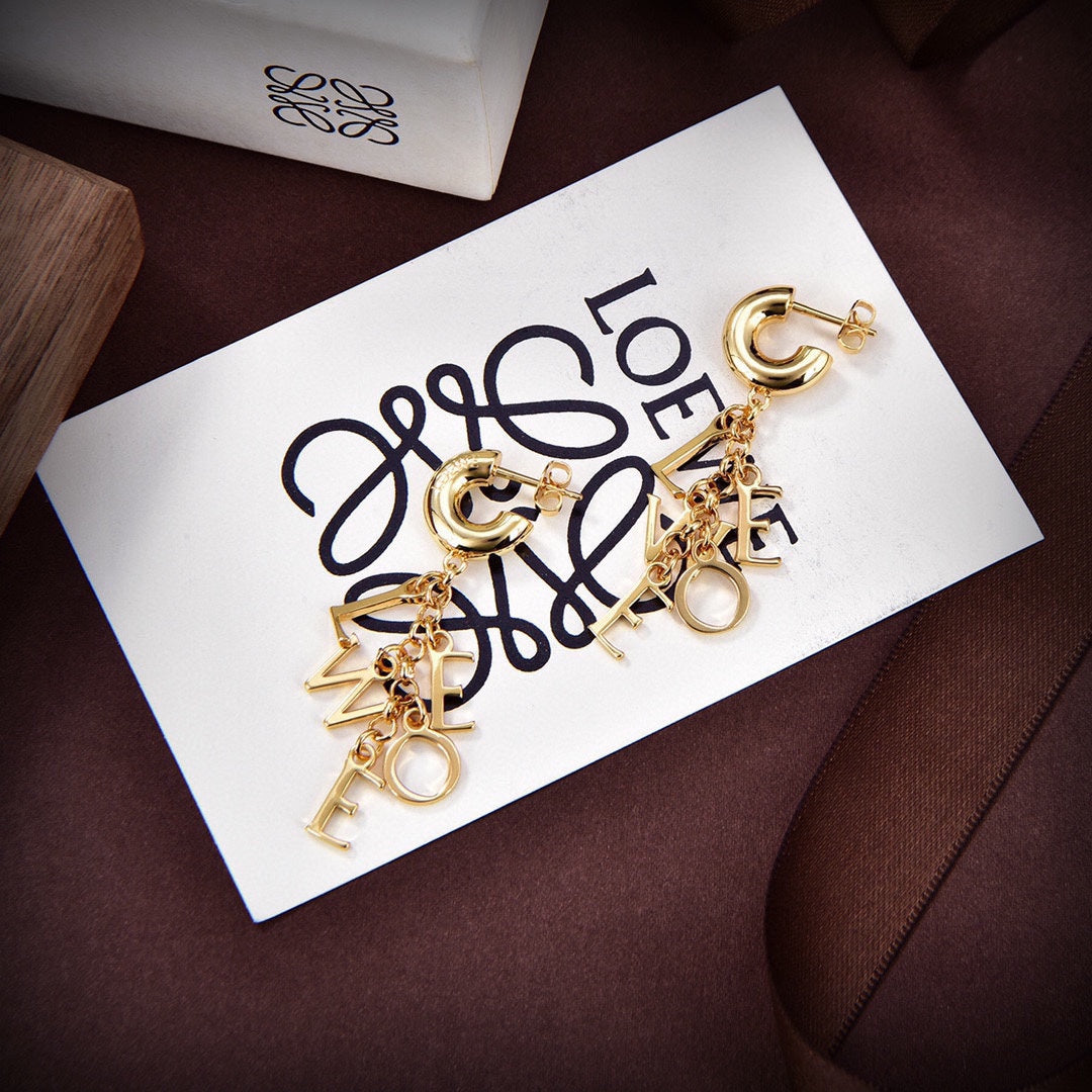 18K LOE Anagram Script Earrings